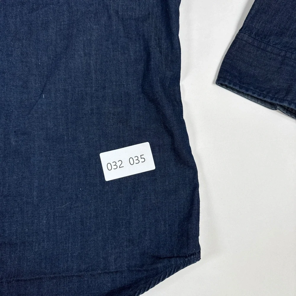 Banana Republic Denim Button Down Mens Large Blue Cotton Linen Blend Workwear